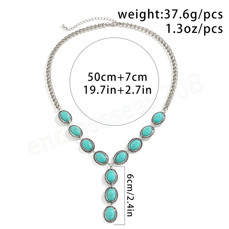 Uttalande pärlstav vintage smycken turkosa strass natursten halsband för kvinnor pendent krage hals smycken
