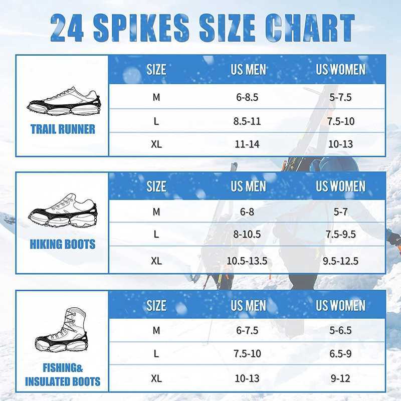 Protezione da roccia 1 coppia 24 cramponi di denti Cramponi non slittati in gamba di neve copri scarpe anti-slitta