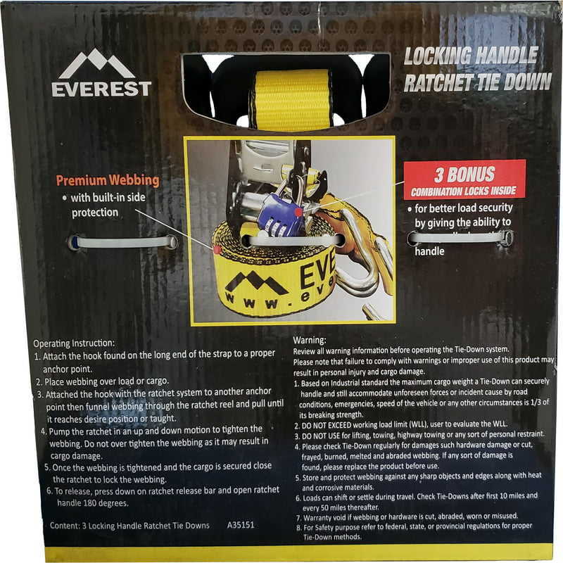 Proteção de rocha x 15 'Correia com alça de travamento Ratchet 3-Pack Premium webbing HKD230810