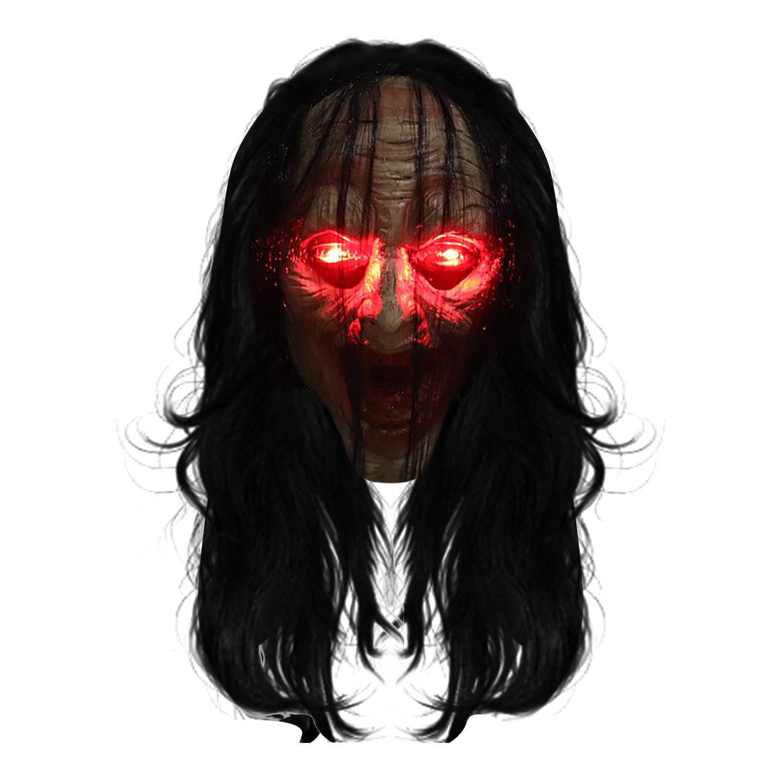 Hothalloween Zombie Mask Props Grudge Ghost Hedging Zombie Mask Realistic Masquerade Halloween Mask Långt hår Ghost Scary Mask HKD230810