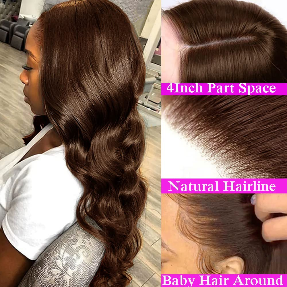 180%density 13x4 13x6x1 HD Lace Frontal Body Wave Lace Front Wigs Transparent Brazilian Ginger Brown Human Hair Wigs Glueless Preplucked