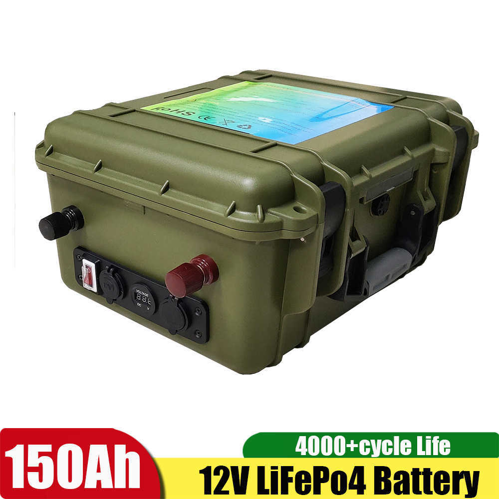 Army Green 12V 150AH 180AH LifePo4 Wodoodporny bateria litowa 150a dla 65 funtów 86 funtów Prędkość morska Prędkość morska+15A Ładowarka