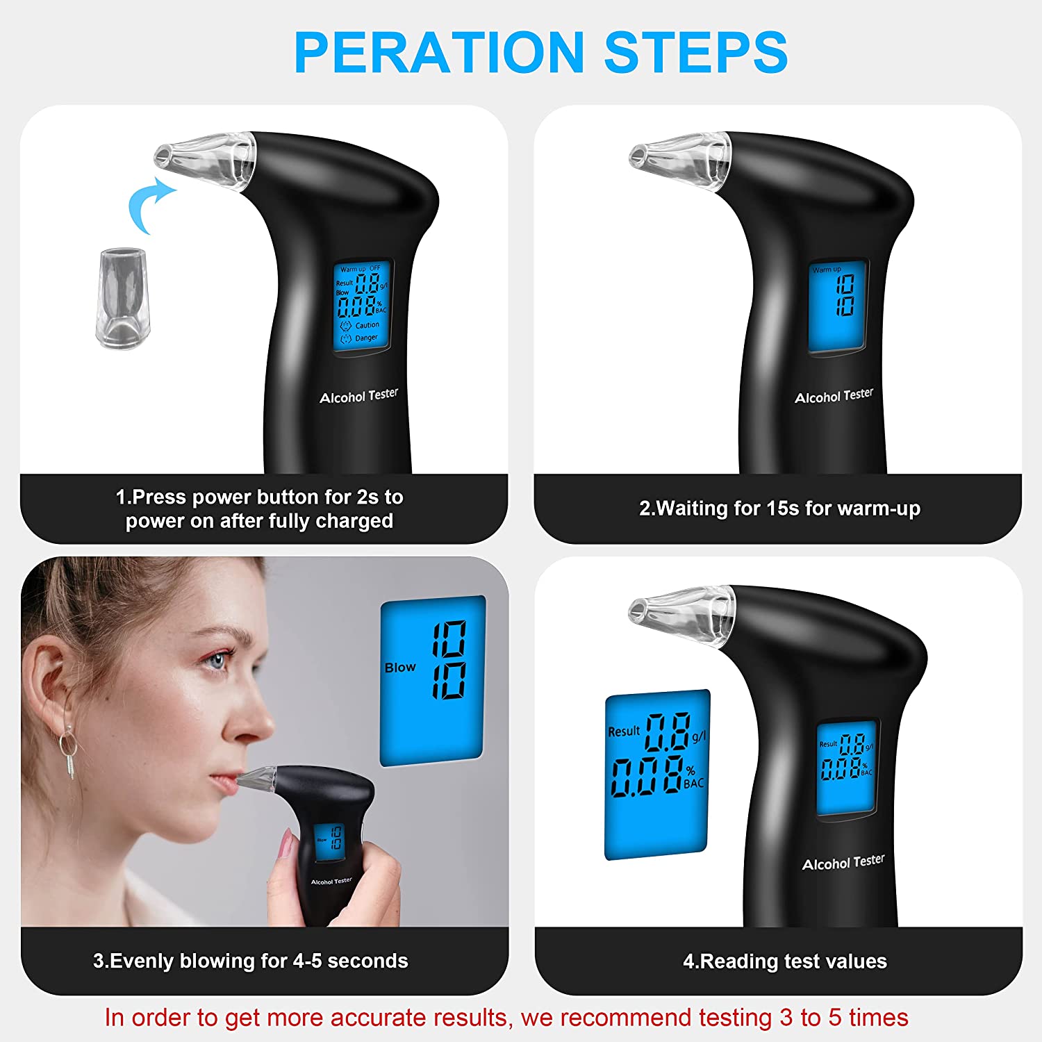 Digital Alcohol Detector LCD Digital Breath Alcohol Tester Handheld Analyzer Breathalyzer Inhaler Alcohol Meters Portable