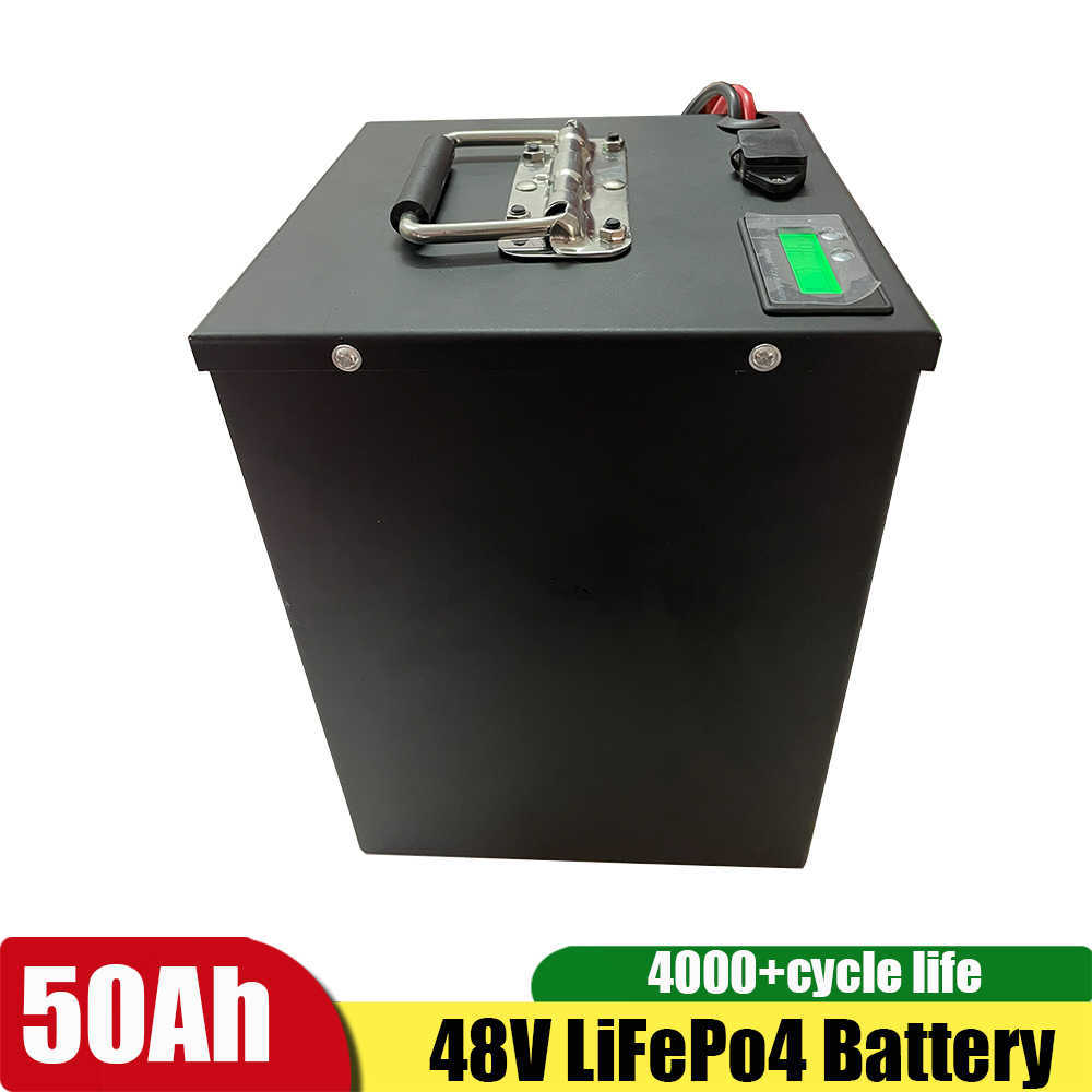 48V 50AH LIFEPO4 litiumbatteri med 16S BMS för Ebike Scooter Motorcykel Rickshaw+5A -laddare