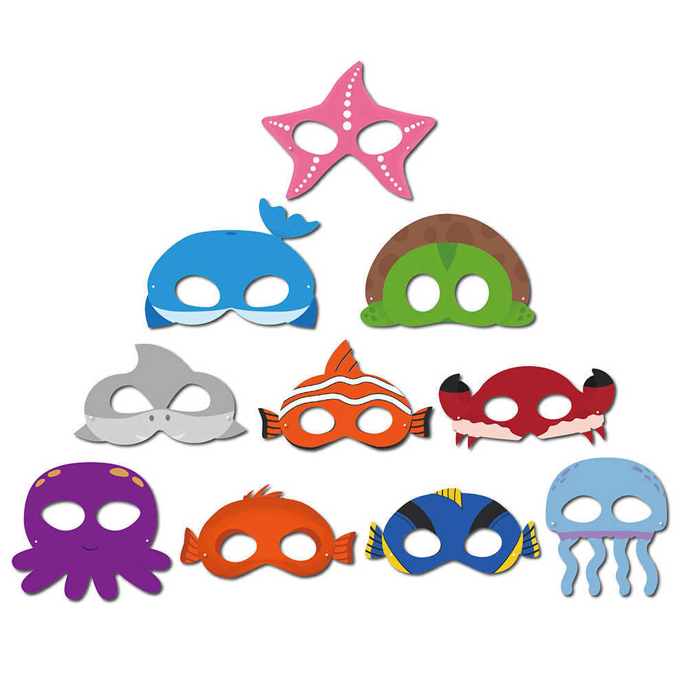 Ocean Theme Party Masken für Kindergeburtstagshai Octopus Starfish Crab Mask Sea Animas Masken Spiele Requisiten HKD230810