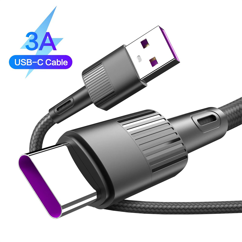 Anti-Slip USB Cables Typ C Nylon flätad mikroladdningssynkroniseringsdata Hållbar snabb laddningsladdare Smarttelefon Android V8