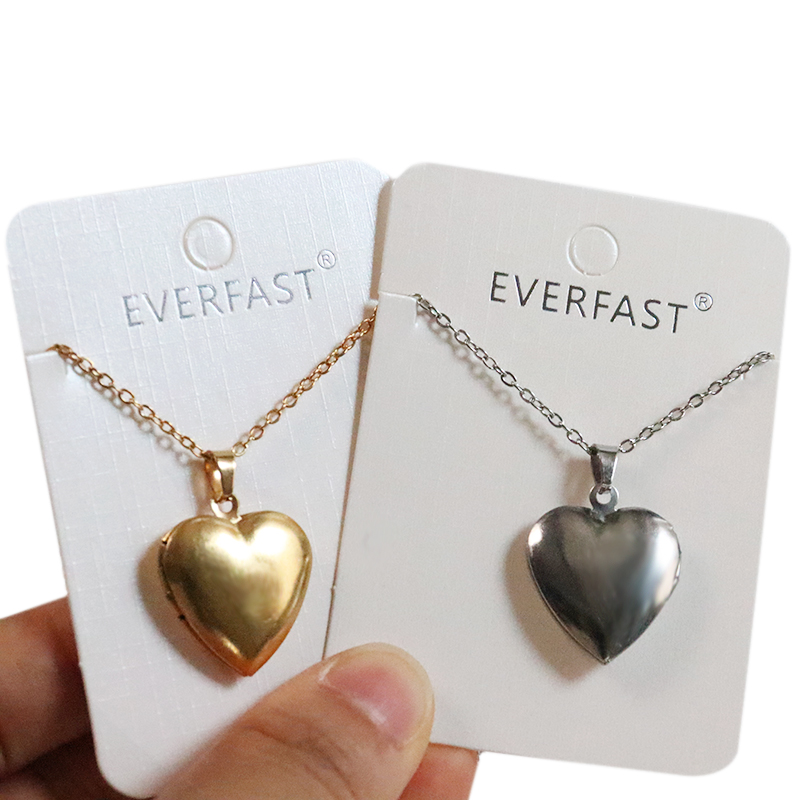 Everfast Big Small Plain Heart Photo Frame Hearts Pendant Halsband Rostfritt stål Charms Locket Women Men Family Memory Jewelry SN073