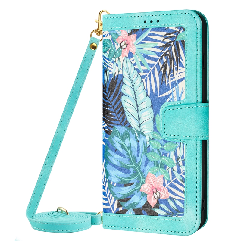 Stijlvolle bloemenleren portemonnee kisten voor iPhone 15 Plus 14 13 Pro Max 12 x XS XR 8 7 Hawaiiaanse vlinder bloemen krediet ID Card Slot Flip Cover Lady Crossbody Schouderband