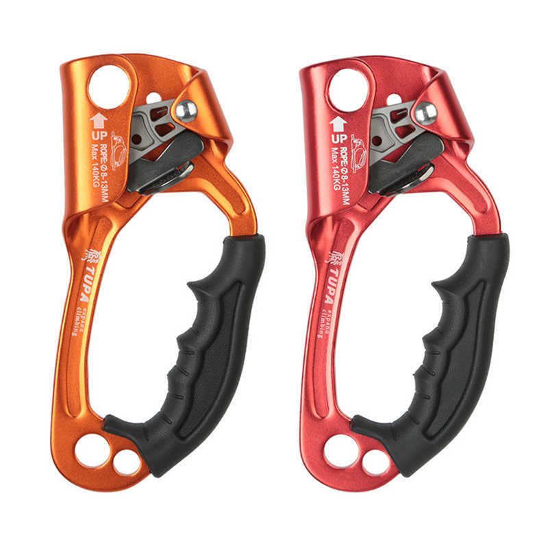 Bergskyddsklättring hand ascender enhet aluminium-magnesium legering utomhus höger handtag ascender stiger för 8-13 mm rep HKD230810