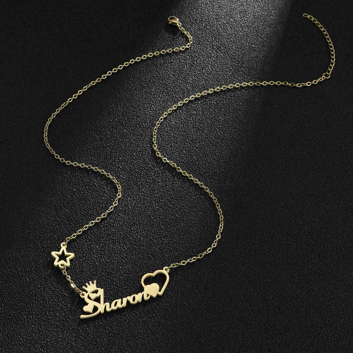 Pendant Necklaces Atoztide Name Necklaces Personalized Stainless Steel for Women Custom Letter Star Chain Heart Pendant Necklace Jewelry Gift