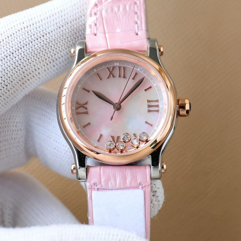 New Hot Selling Fashion Luxury Women's Diamond Watch Hot Selling Rose Gold Multi color Style Leather Stainless Steel Roman Text Quartz Electronic Watch