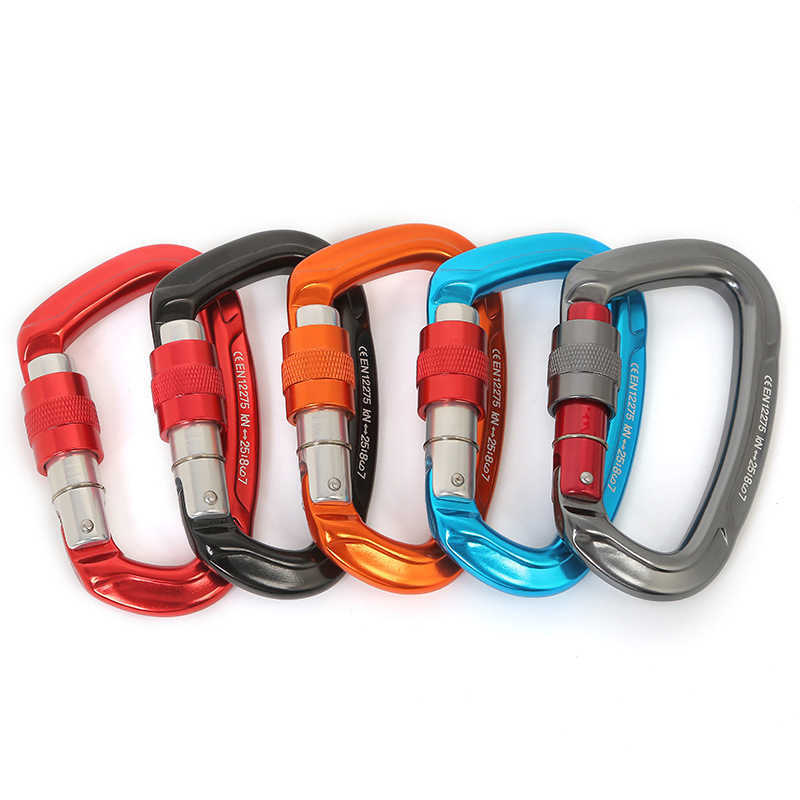 Rock Protection Professional Climbing Carabiner D Form Säkerhetspänne Aluminiumlegering Carabiner Climbing Equipment Camping Supplies 4st 25KN HKD230810