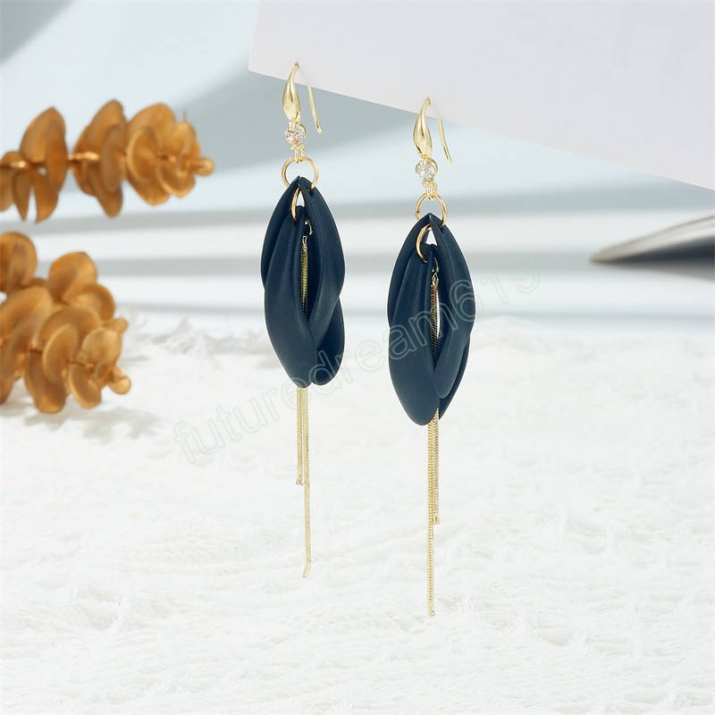 Korean Summer Acrylic Petal Long Tassel Earrings For Women Girls Fashion Jewelry Irregular Leaf Drop Earings