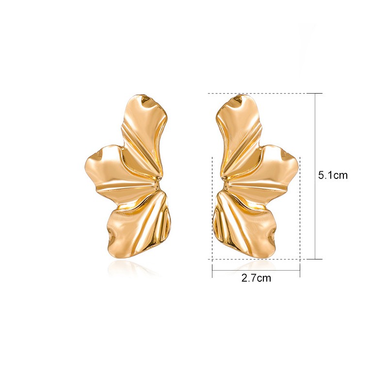 빈티지 골드 수면 귀걸이 꽃 무광택 불규칙한 꽃잎 스터드 이어링 여성 잎 금속 명세서 패션 보석 액세서리