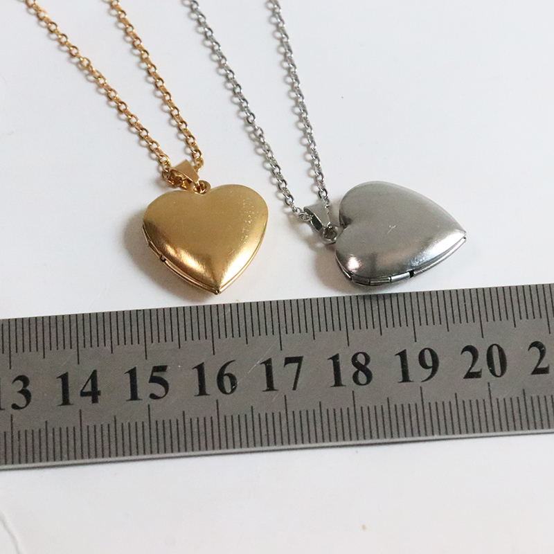 Everfast Big Small Plain Heart Photo Frame Hearts Pendant Necklaces Stainless Steel Charms Locket Women Men Family Memory Jewelry SN073