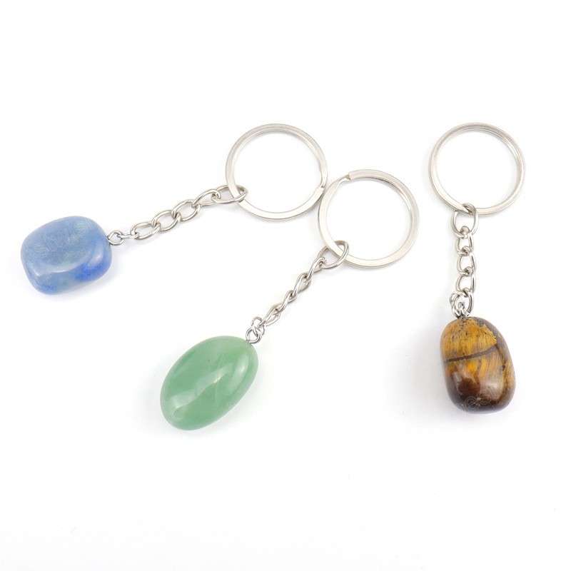 Fashion Irrégulet Natural Stone Keychain Nouveaux accessoires de bijoux simples Crystal Agate Pendant sac
