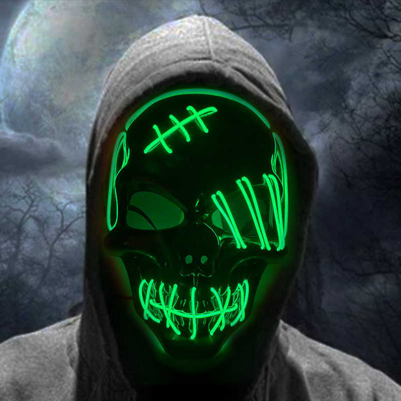 Maschera luminosa di Halloween Accessori Performance Accessori del sangue Sbamero Fantastico Maschera Light Full Face HKD230810
