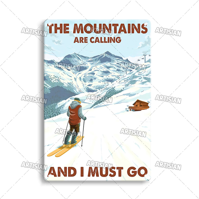 Skiing Metal Sign Snowboarding Tin Plate Skiiing For Life Poster Sledding Sport Decorative Plaque Wall Decor Garage Bar Pub Club Hotel Cafe Hone Painting 30X20CM w01
