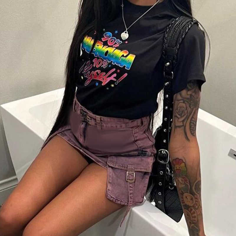 2023 Streetwear Summer Womens Denim Skirt Sexy Spicy Girl Mini Jeans Skirts High Waist Short Cargo Midi Dress With Pockets