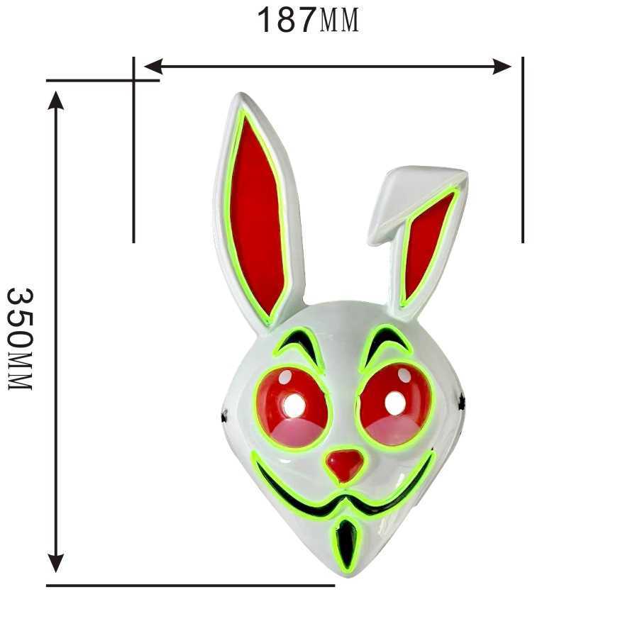 LED GLOW FERANK Uzun Katlanmış Kulaklar Tavşan Glow Maske Anime Cos Pers Pers Yüzü Fox Cadılar Bayramı HKD230810