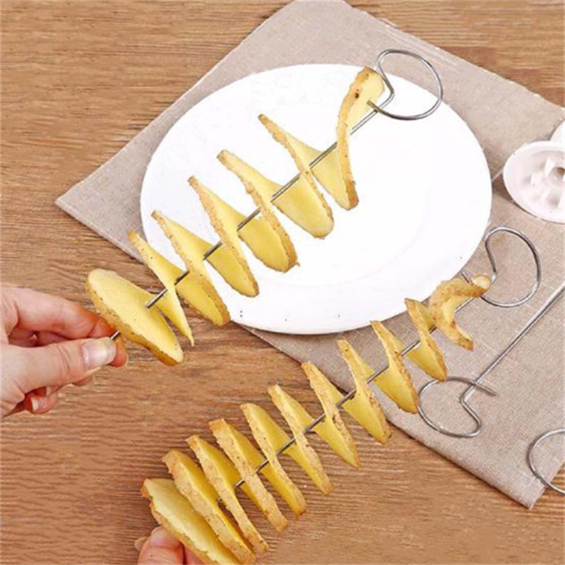 Portable Potato BBQ Skewers For Camping Chips Maker potato slicer Potato Spiral Cutter Barbecue Tools Kitchen Accessories Free ship JL1886