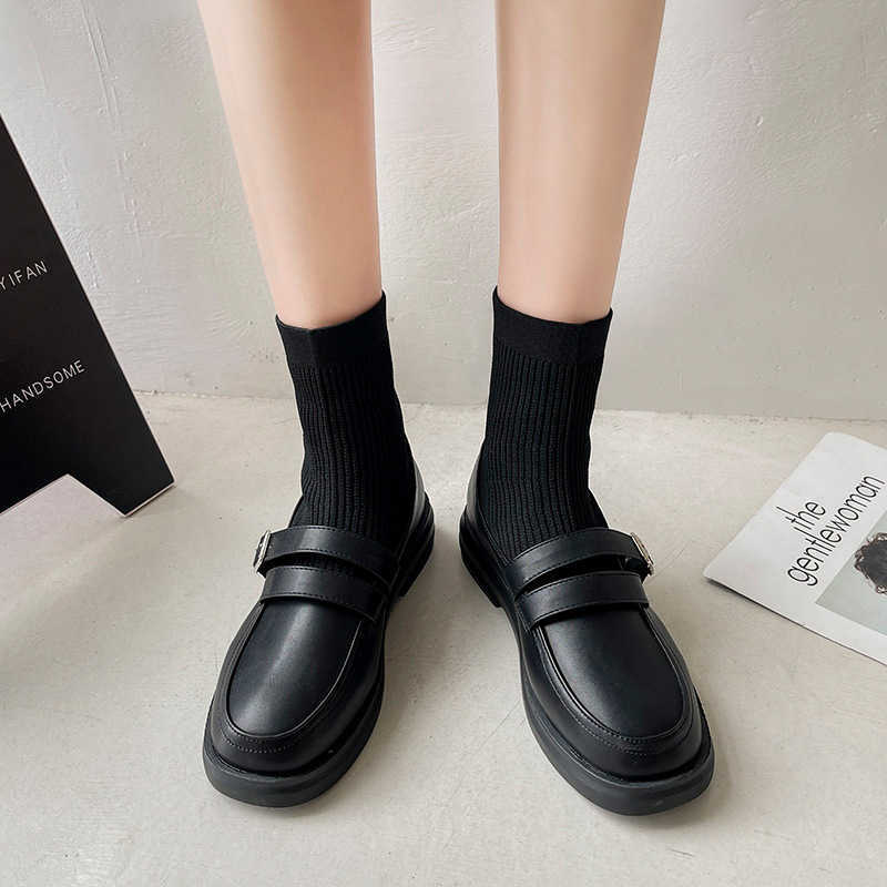 2023 Autumn/Winter New Fashion Brytyjski styl elastyczne dzianinowe skarpetki i buty splatane krótkie rękawie