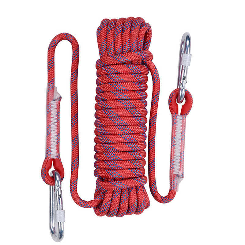 Gesteinsschutz 10 mm x 10 m 20 m 30 m 50 m Kletterseil Outdoor Campingausrüstung Wall Hill Survival Fire Escape Safety Striped Schnalle HKD230811