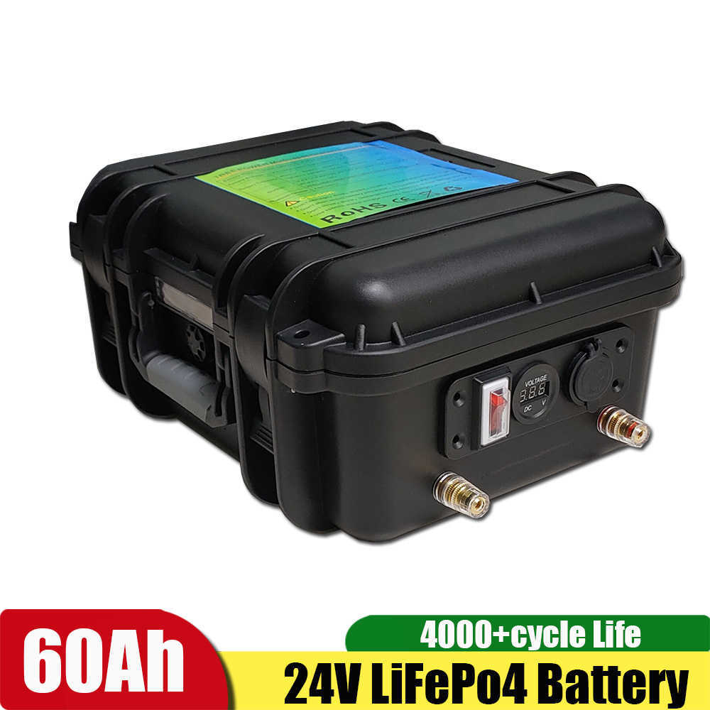 LifePo4 24V 60Ah 40Ah Lithium Battery Deep Cycle with BMS for 1500W Inverter Machine Solar Boat RV motor+10A Charger