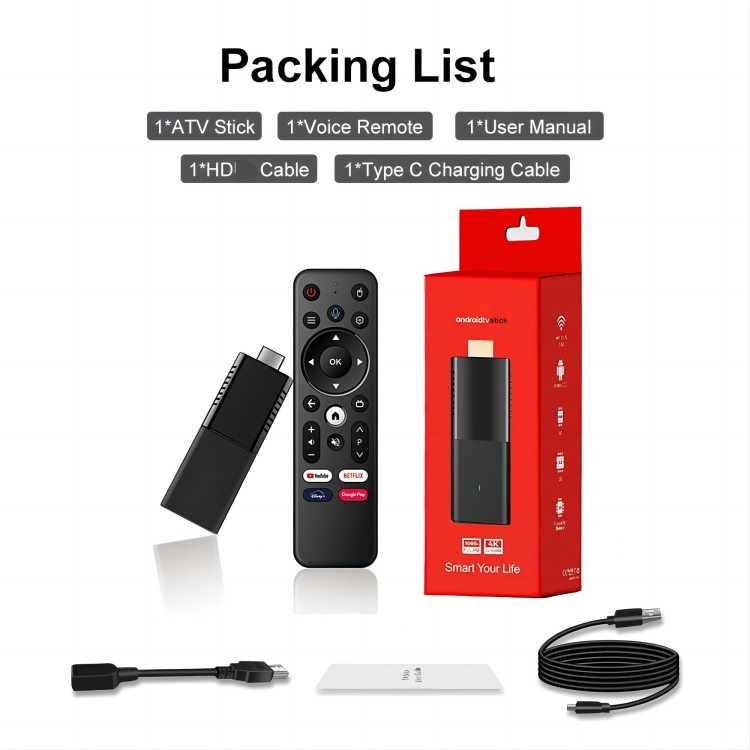 IATV Q3 TV Stick Android 10.0 ATV TV Dongle Allwinner H313 2G 16G BT5.0 2.4G 5G Double WiFi 4K HD Set Top Box Smart TV Box