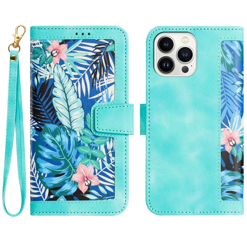 Étuis portefeuille en cuir PU élégants avec fleur de papillon pour Samsung A35 A55 S23 FE A24 A25 A22 5G A04E A04 A12 Mode Floral hawaïen Fente pour carte d'identité de crédit Flip Cover Pouch Strap