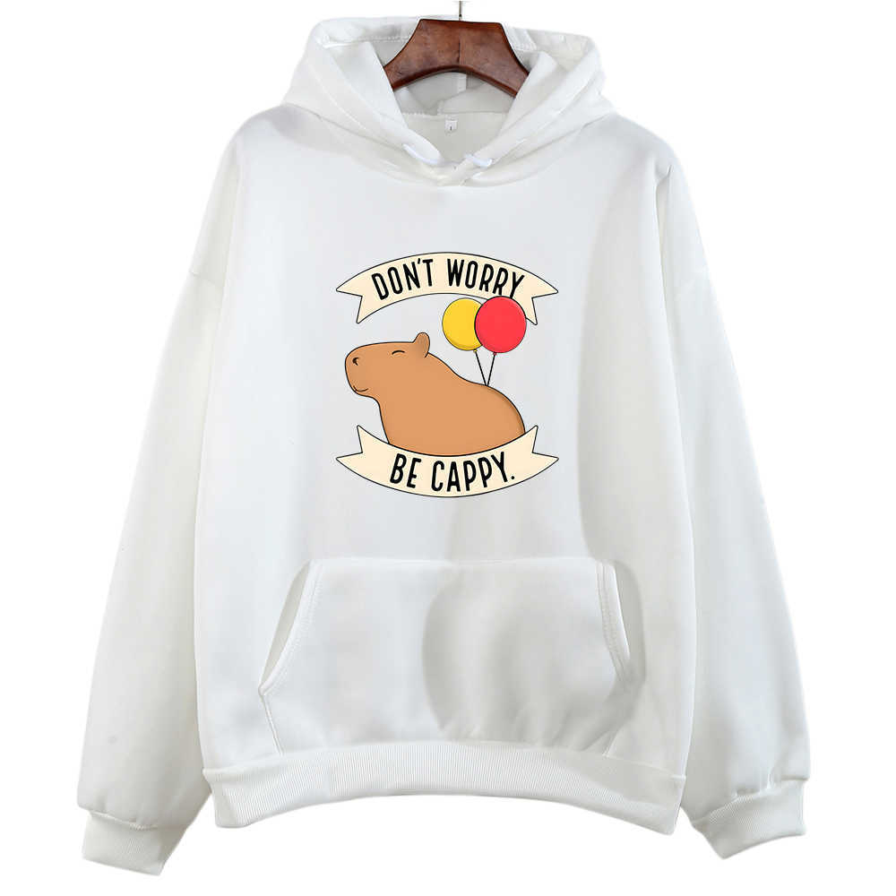 Funny Animals Capybara Hoodie Don`t Worry Be Cappy Letter Print Sweatshirt Women/Men Cartoon Graphic Tops Unisex Fashion Hoodies HKD230725