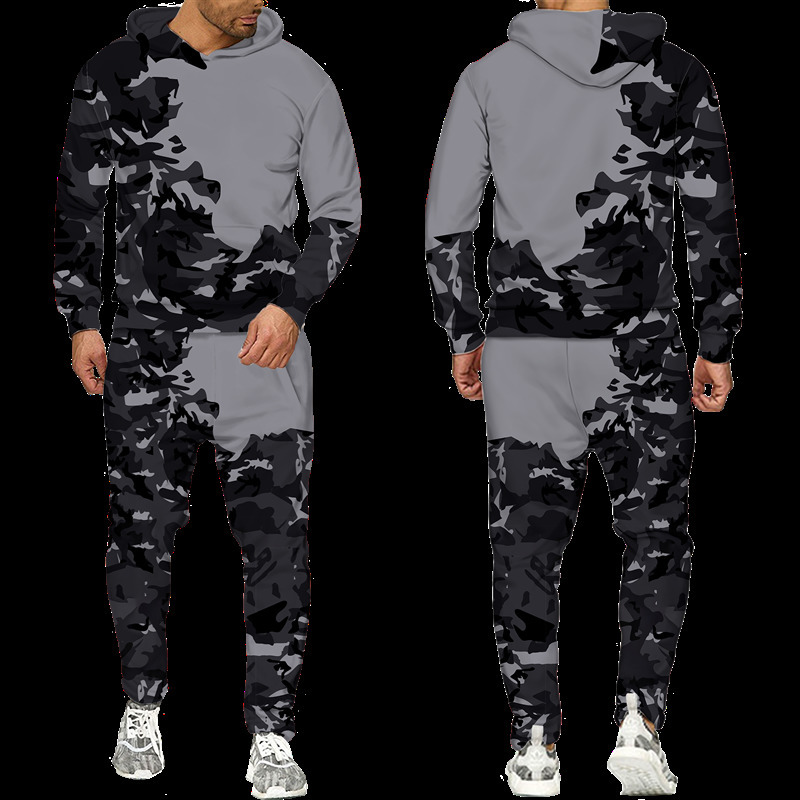 Herrspåriga Spring Spring Autumn Camouflage Hoodie/Pants/Suit män Kvinnor Casual Hooded Pullover Sweatshirt Set Tracksuit Sportswear Outfits 230812