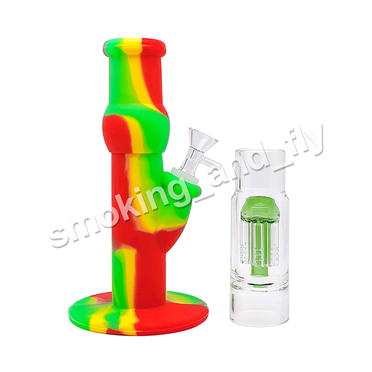 Percolateurs de 12,5 pouces en silicone Percolateurs Perc en verre Pipes d'eau droite Percolateur Bong Percolateur Ensembles de verre avec bol en verre