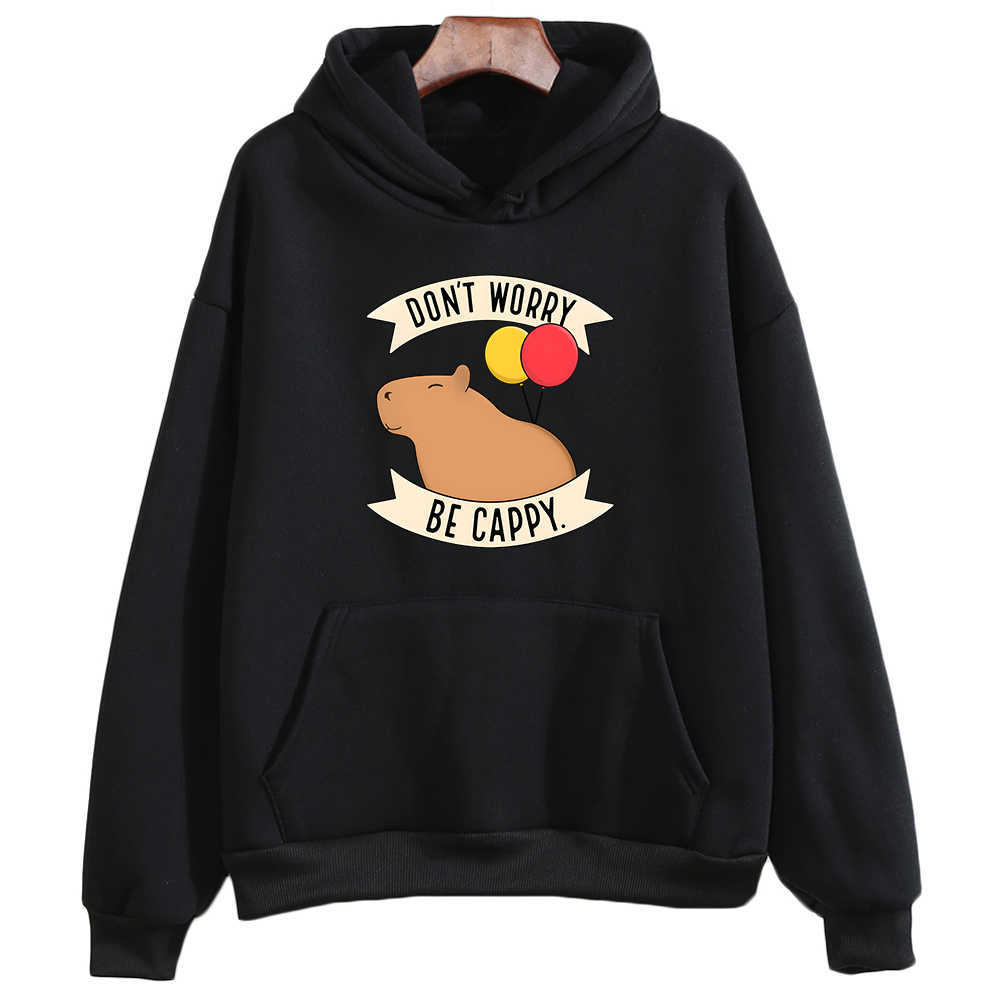 Funny Animals Capybara Hoodie Don`t Worry Be Cappy Letter Print Sweatshirt Women/Men Cartoon Graphic Tops Unisex Fashion Hoodies HKD230725