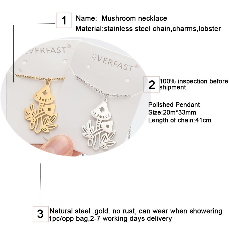 Everfast Wholesale / champignon Bush Pendants en acier inoxydable Colliers Charmes drôles pour les femmes Kidans Korean Fashion Jewelry Gift