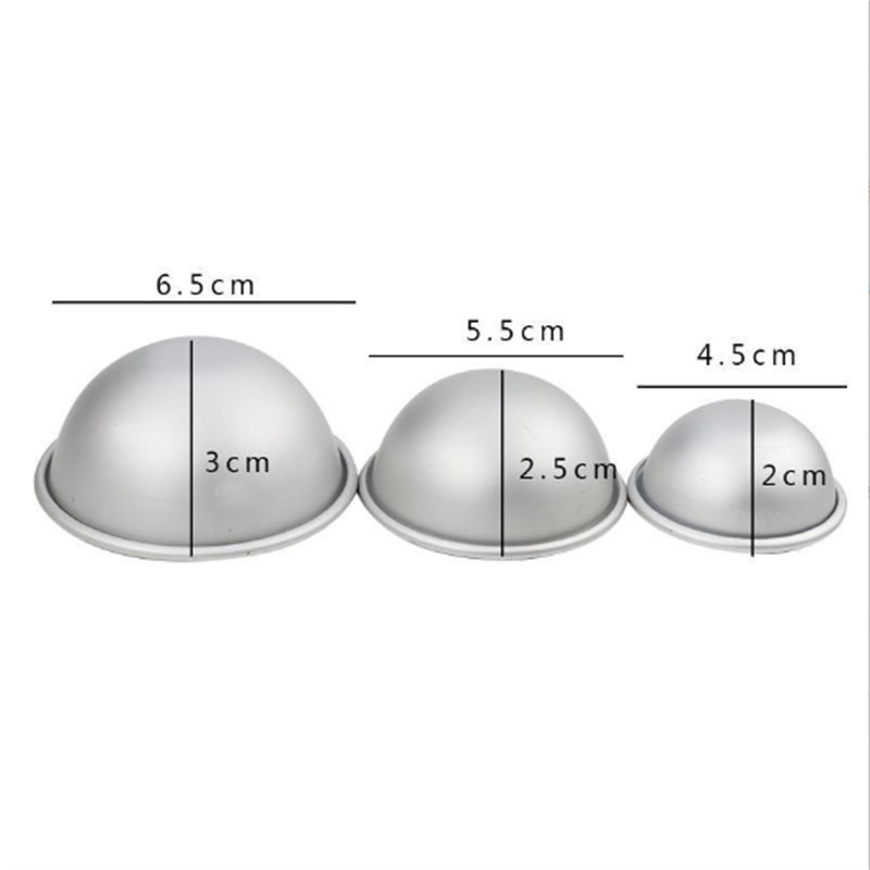 2 stbadbombkaka mögel 3D aluminiumlegeringskulskul sfär mögel tårta bak bakverk mögel 4,7 cm 5,7 cm 6,7 cm JL1898