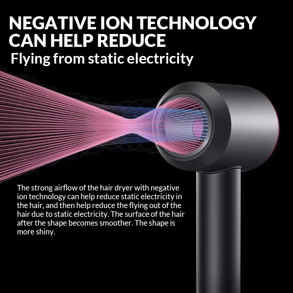 Hårtorkar 1600W bladfri torktumlare Konstant temperatur Negativ jonvårdsfunktion Mute 110000 rpm med olika munstycken 18m sladd 230812