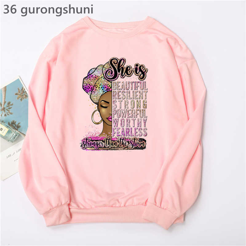 Akvarell gyllene unapologetically grafiska tryck hoodies kvinnor/flickor mode afrikansk svart tjej magiska tröja femme jumper hkd230725