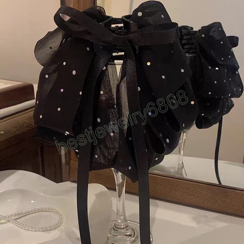 Clip coda di cavallo a nastro lungo ragazze ragazze Big Bowknot Capelli capelli dolci Caspi di capelli a mezzo legato Accessori capelli faticosi