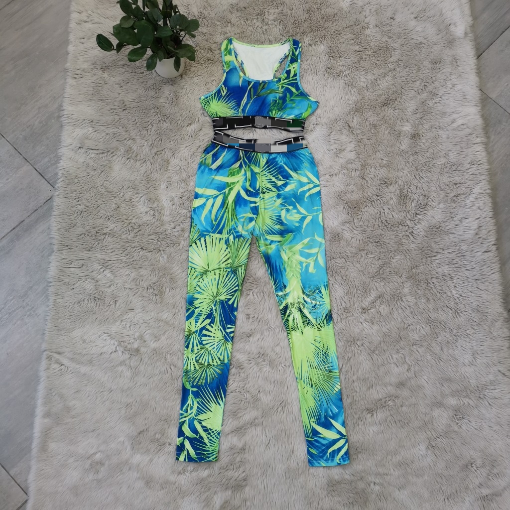 Sporty Two Piece Sets Running Yoga Outfits Women Sexy Vest Top and Leggings Set Free Ship