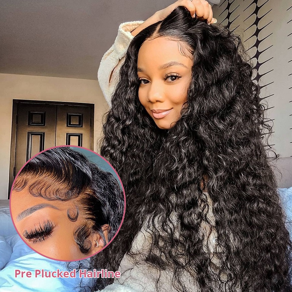 180%Densidade 360 ​​Lace Frontal Curly Human Human Wigs Deep Wave Deep Frontal Wig 13x4 Lace Fronte