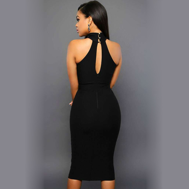 2023 Zomer mouwloze midi bodycon jurk Backless Sexy Women Dress Club Draag elegante gaas feestjurken