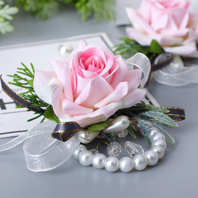 Delicata piccola serie di fiori di simulazione fresca sposa e decorazione di corsagni del polso da sposa
