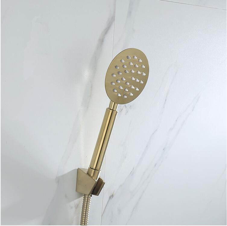 Robinet de douche de salle de bain ensemble mural brossé Gold Douche de douche de salle de bain Chauffe de bain froide et chaude et douche Taps en laiton