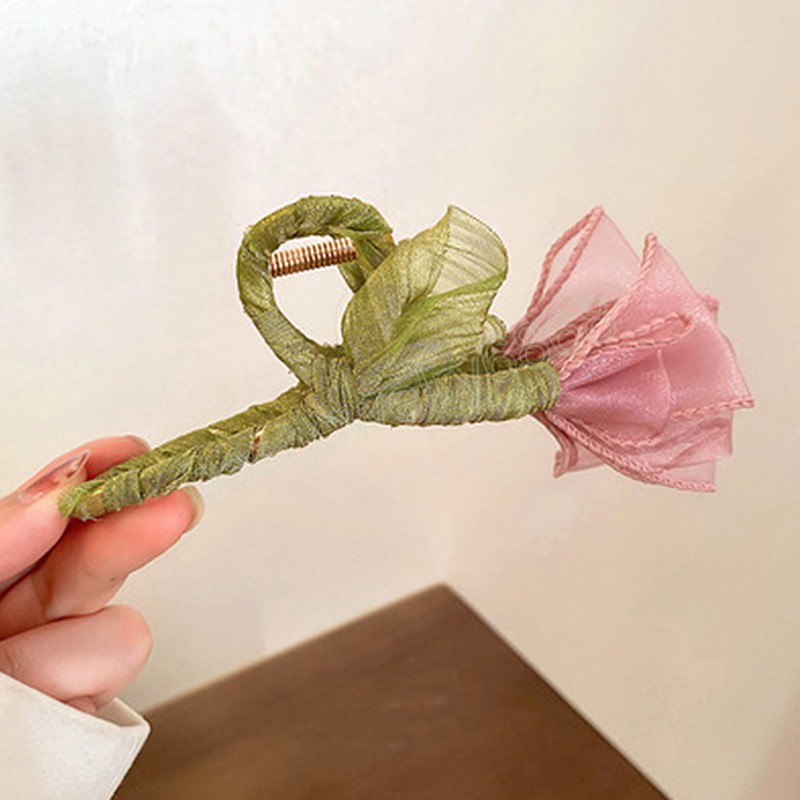 Neue Tulpe Haarklaue Blume Tulle Clip Kopfschmuck Vintage Ponytail Klaue Clip süßes Haar Klauen Mädchen Haarschmuck Haarnadel Geschenk Geschenk