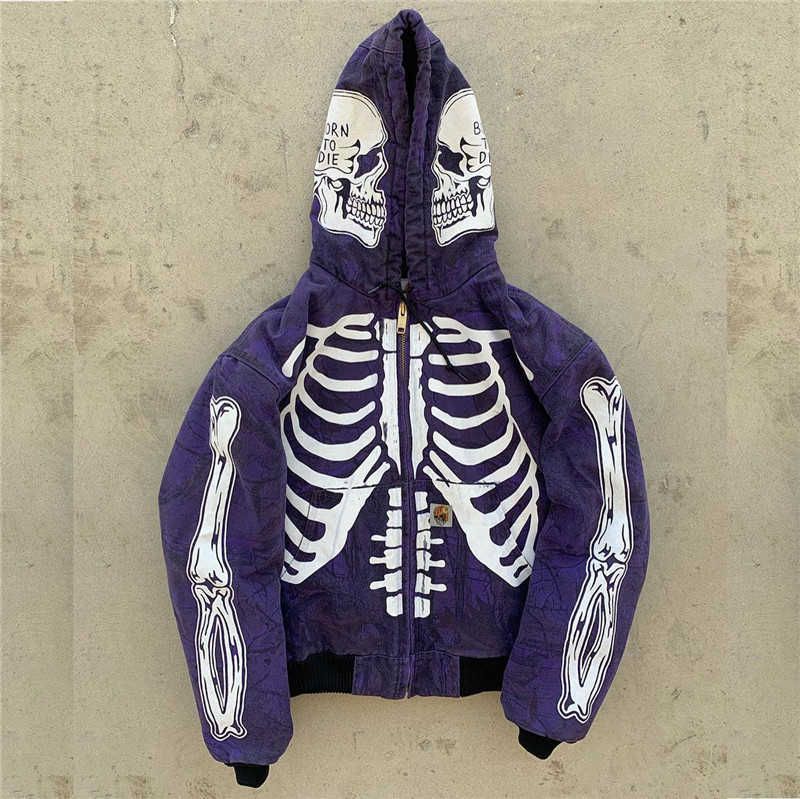 Erenejian herrmode hi street cardigan hoodies skalle målade streetwear tröjor hip hop graffiti hoody topps size s-4xl hkd230725