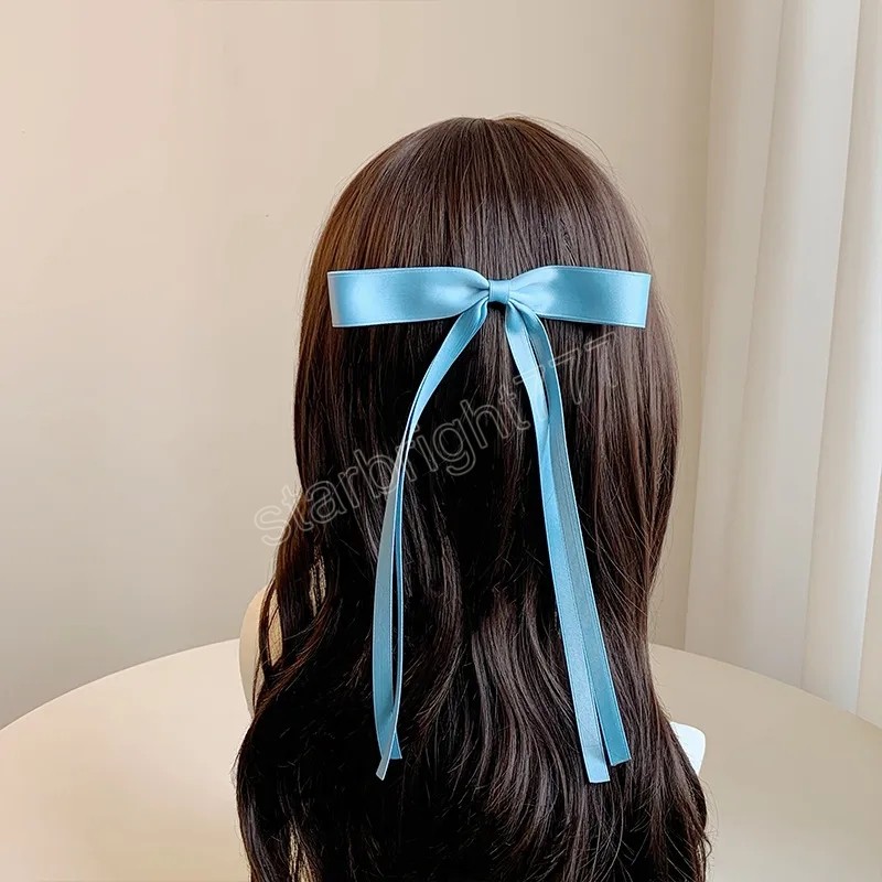 Clipe de cabelo de fita de fita de dupla camada para meninas barrettes fita borla bowknotkknotpin fada doce chapéu de cabeça elegante clipes de pato de pato