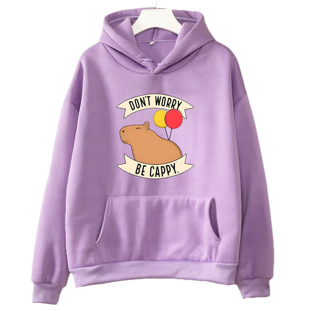 Funny Animals Capybara Hoodie Don`t Worry Be Cappy Letter Print Sweatshirt Women/Men Cartoon Graphic Tops Unisex Fashion Hoodies HKD230725