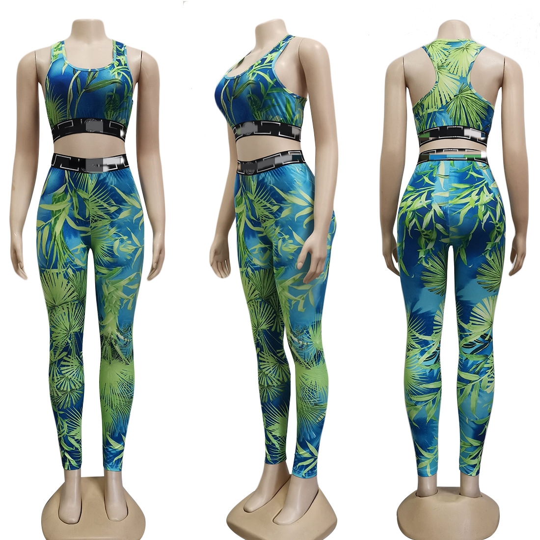 Sporty Two Piece Sets Running Yoga Outfits Women Sexy Vest Top and Leggings Set Free Ship