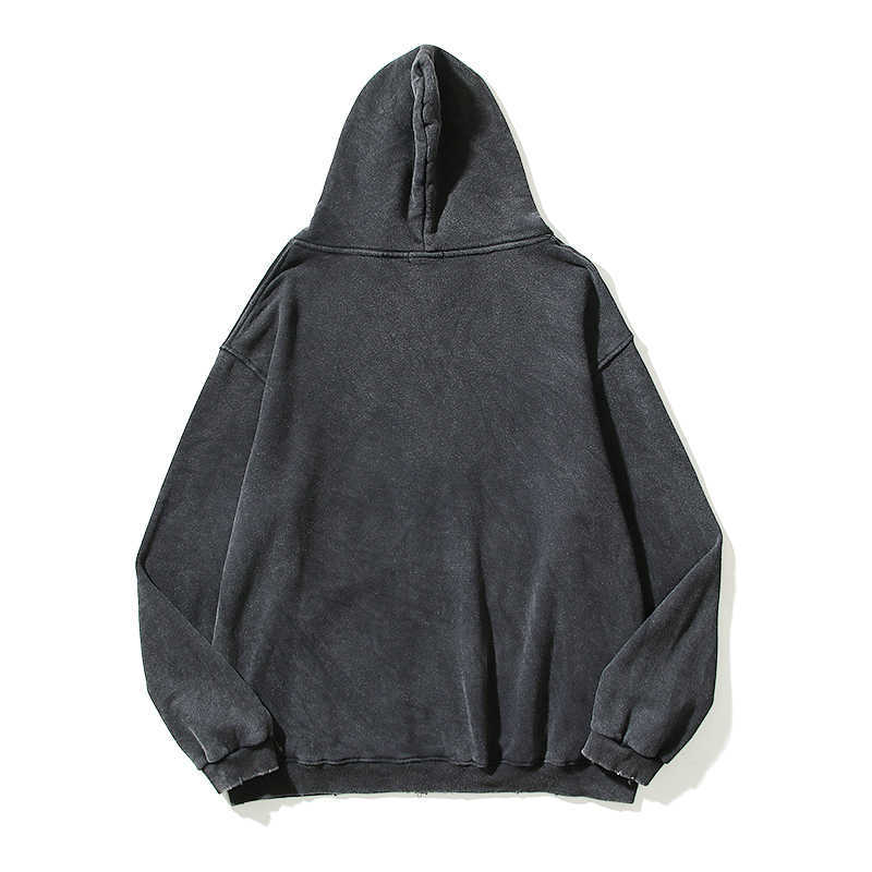 High Street Retro Washed Dirty Cut Zip Hooded Sweatshirtsr Jacket Män och kvinnor tomma Harajuku överdimensionerade casual hoodies HKD230725